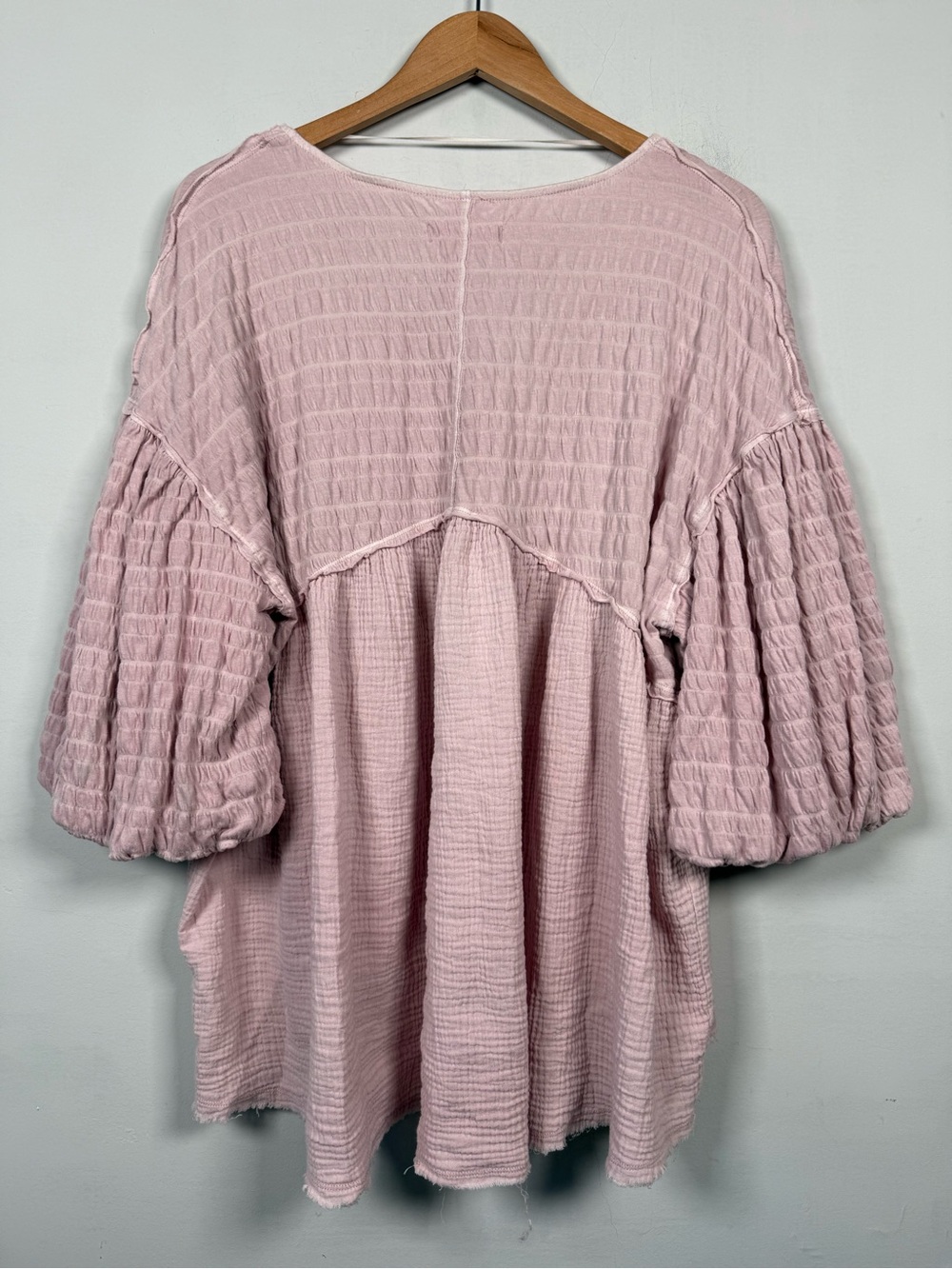Free People We The Free Flower Power Top Pink Mauve Gauze Oversized Sz S - Picture 6 of 11